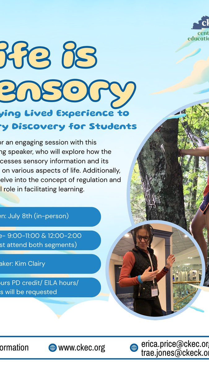 CKYEC's tweet photo. Life is truly sensory. Our sensory processing impacts how we navigate our environments and interact with others every single day. This session will help to understand that these unique perceptions helps build a more inclusive and empathetic community for everyone. https://t.co/vZqEIP4hNu