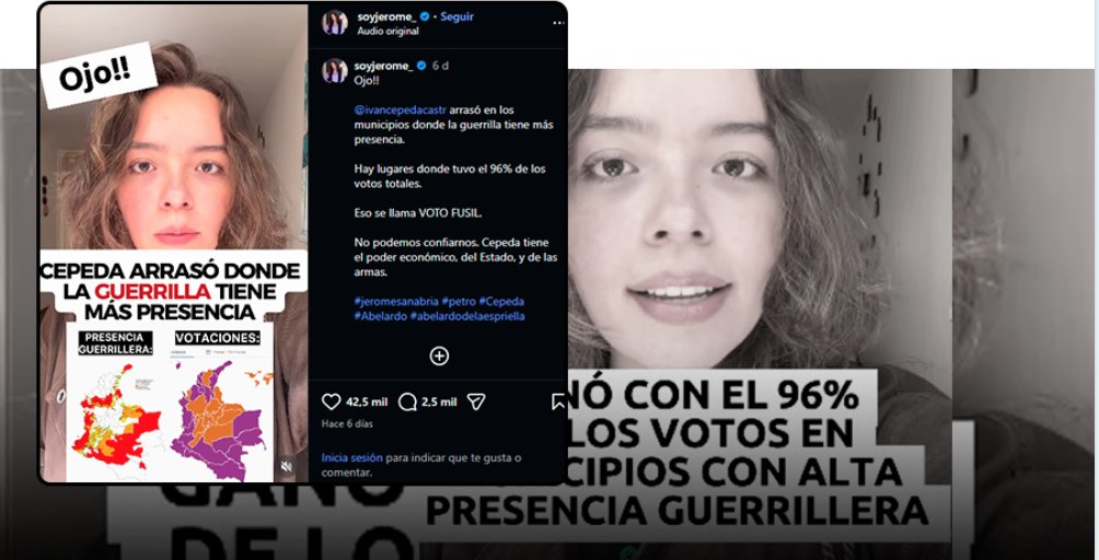 Colcheck's tweet photo. #FALSO | La narrativa del "voto fusil" se apoya en información incompleta y contexto desactualizado
🔎Analistas señalan que atribuir el voto solo a presión armada es simplista: hay múltiples factores y también altos resultados de ADLE en zonas de riesgo
https://t.co/8xwrFbyp0D https://t.co/KdMM3Q8mij