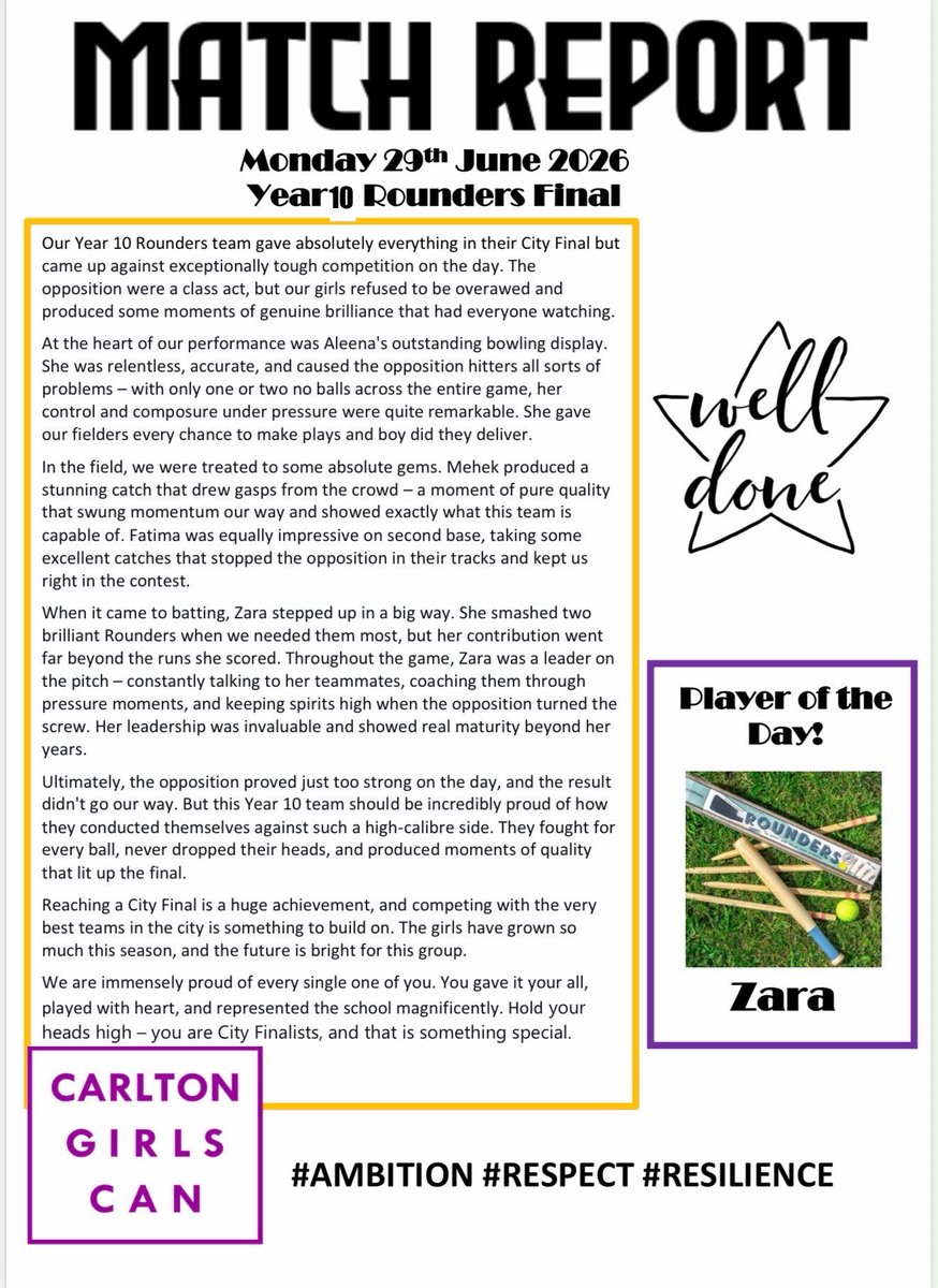CarltonBolling's tweet photo. Yesterday saw us take 3 teams to the Bradford District Rounders Finals; our Yr8s, Yr9s and Yr10s. Only two schools in this district managed this! Here is how our Yr9s and Yr10s got on…. #lovesport #carltongirlscan https://t.co/GZ9ZWxlzdV