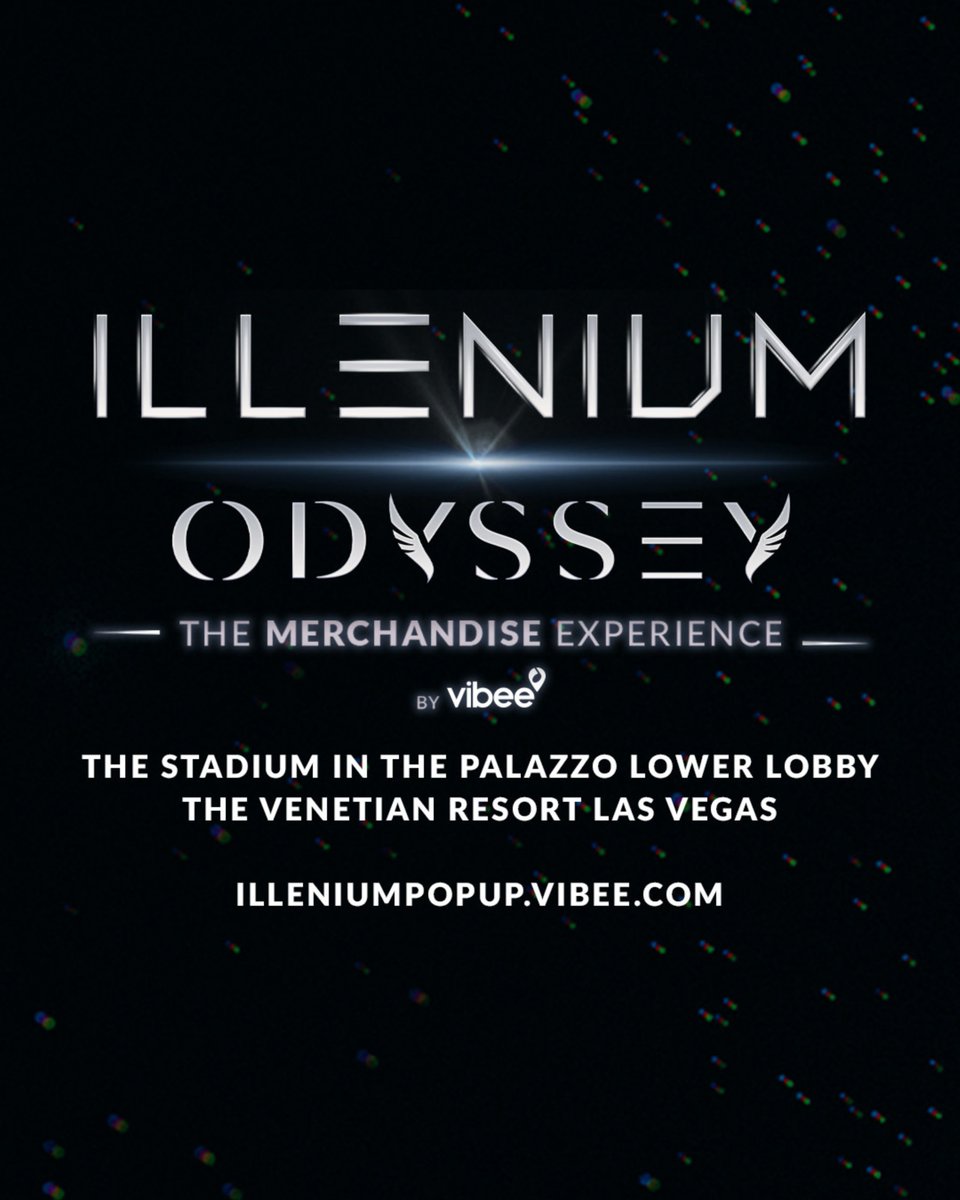 VibeePresents's tweet photo. The wait is almost over... ❤️‍🔥
ODYSSEY: The Merchandise Experience for @ILLENIUM opens this Friday, July 3 at our new location - The Stadium at @VenetianVegas! https://t.co/dTD0fpJF03