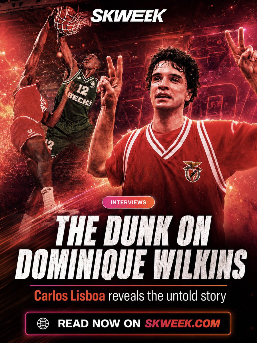 SkweekSports's tweet photo. Carlos Lisboa, Dominique Wilkins and one of European basketball’s most unforgettable dunks.

Benfica stunned Panathinaikos. Lisbon witnessed history. More than 30 years later, Lisboa tells SKWEEK the untold story behind the play.

Read here:

https://t.co/ngPg6iCHTn

#CarlosLisboa #DominiqueWilkins #Benfica #SKWEEK