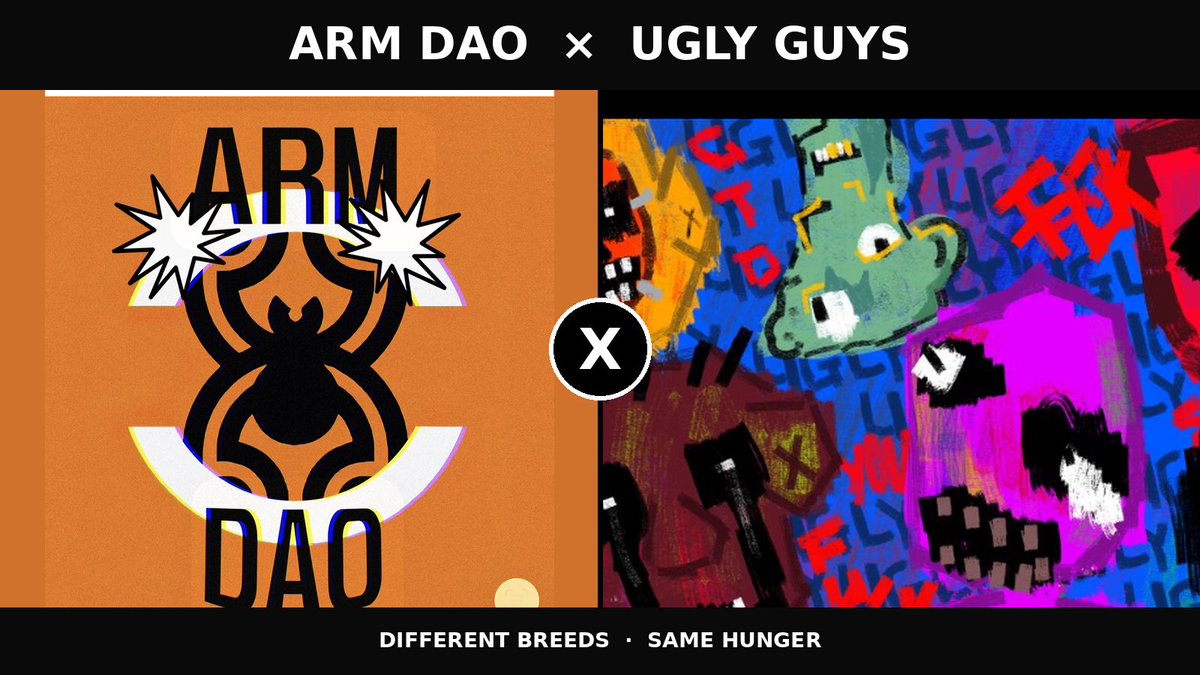 arm_btc's tweet photo. ARM DAO x Ugly Guys
Two communities. One mission.
We’re thrilled to announce our official collaboration with @uglyguysNFT bringing together strength, creativity, and culture under one roof. https://t.co/3awbTRaTZg