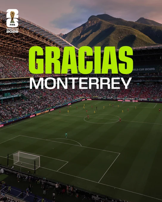 A general view of Monterrey Stadium with text that reads:

Gracias Monterrey