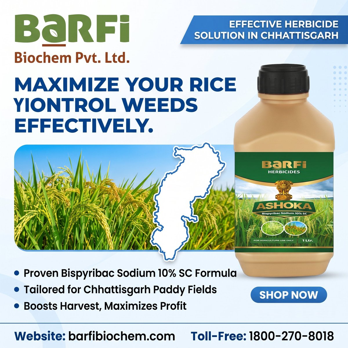 BarfiBiochem's tweet photo. 🌾 Boost paddy yields in Chhattisgarh with Barfi Biochem’s Bispyribac Sodium Herbicides. Effective weed control, healthier crops, and trusted agro solutions for farmers. 🌱

📞 1800-270-8018 | 🌐 https://t.co/VMbaFYCWfk

#BarfiBiochem #PaddyFarming #Agrochemicals https://t.co/WGRHOAQa4F