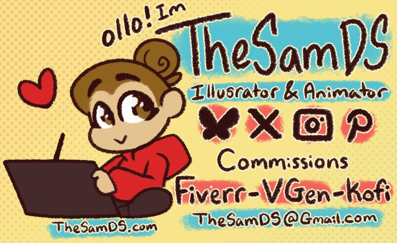TheSamDS's tweet photo. Ollo~ Im Sam! Ive been doing Art & animations for over 10 years, even done some challenges too! You can follow me on Bluesky, X, or Instagram!
I do take commissions *only* Via Fiverr, VGen, and Kofi! Links below!
#artistinfo #commissionsopen #animator https://t.co/FmMcSLH0d6