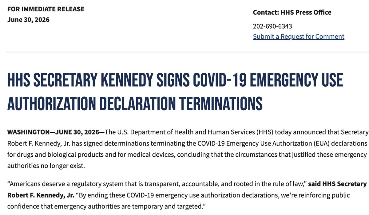 🚨BREAKING: HHS Secretary Kennedy Signs COVID-19 Emergency Use ...