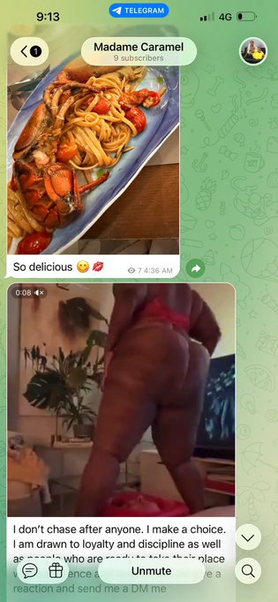 Madame Caramel - 1 pic. Bois, you don’t have a Telegram group. This is clearly a scammer who also follows me here. He steals my content and puts it in the group. If you’re in the group, report it as soon as possible. https://t.co/6FzNQugNOH
