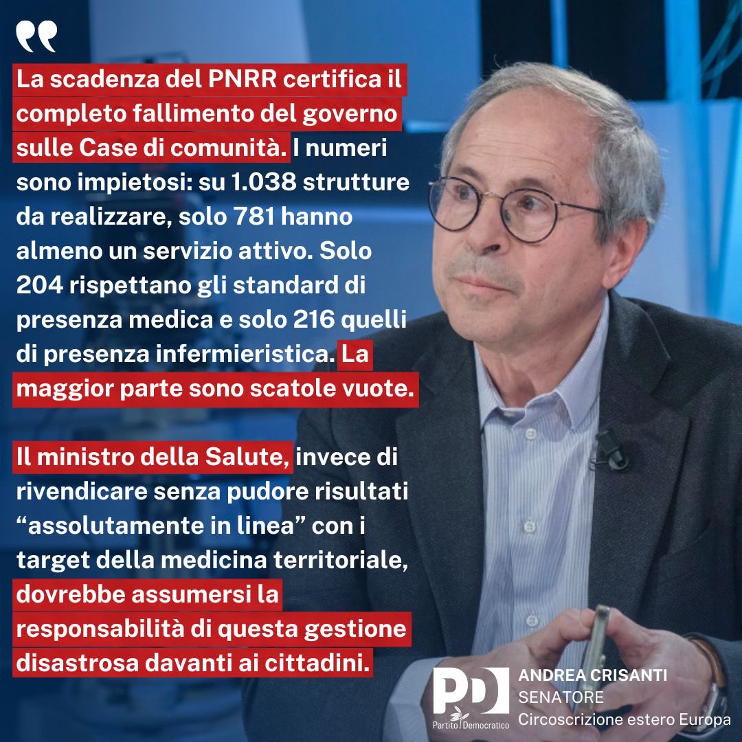CrisantiEuropa's tweet photo. Il ministro della Salute, invece di rivendicare senza pudore risultati “assolutamente in linea” con i target della medicina territoriale, dovrebbe assumersi la responsabilità di questa gestione disastrosa davanti ai cittadini. https://t.co/5YEchkAeVx