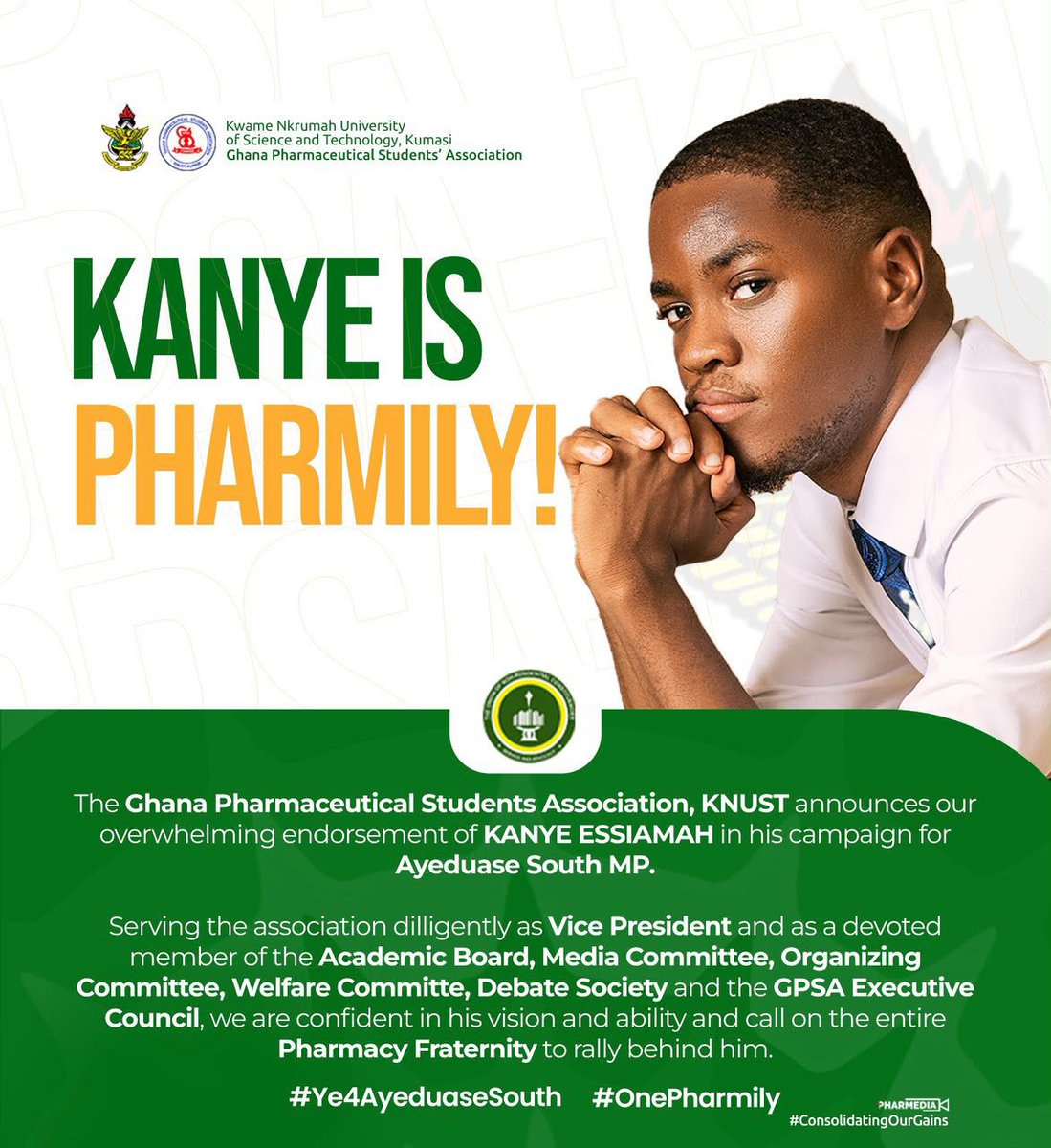 CampusHypeCrew's tweet photo. Kanye Essiamah declared MP Elect for Ayeduase South constituency.
#KNUST #CampusHypeCrew🇬🇭 #CHCElectionRadar https://t.co/lQRfGwZYUR
