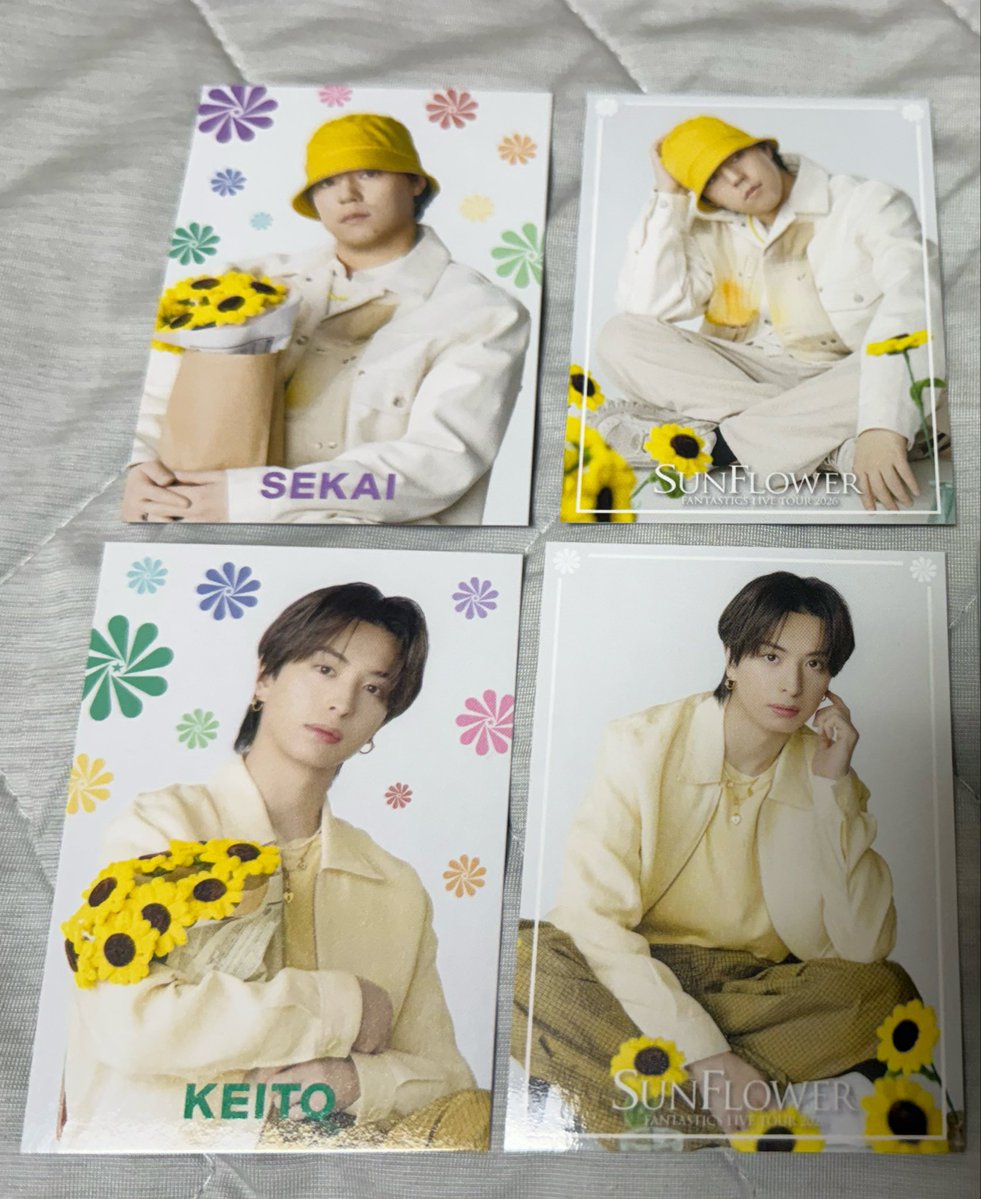 apiiiox's tweet photo. FANTASTICS LIVE TOUR 2026 
SUNFLOWER ファンタ グッズ 
フォトカ トレカ 交換 買取

譲 世界 木村慧人

求 澤本夏輝 or 買取
　 
静岡公演7/18.19にて現地交換のみ
条件良い方優先
 #交換  #ファンタ  #トレカ  #SF https://t.co/HiRL9YD9QI