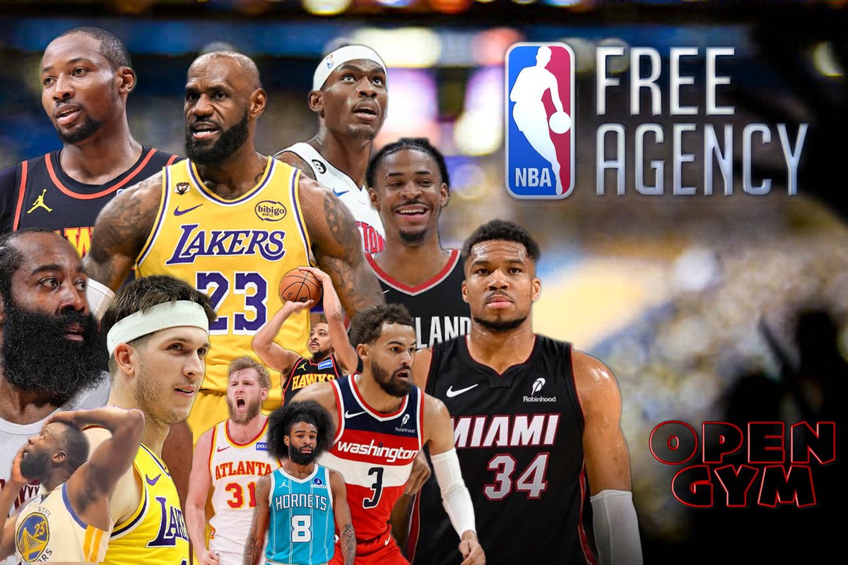 THEOPENGYMx's tweet photo. Free Agency is only a few hours away, tap into the Open Gym to track all the Free Agency moves as the offseason kicks off today at 6 PM ET! Will be live on here, YouTube and Twitch! https://t.co/d8TCDLAD7e