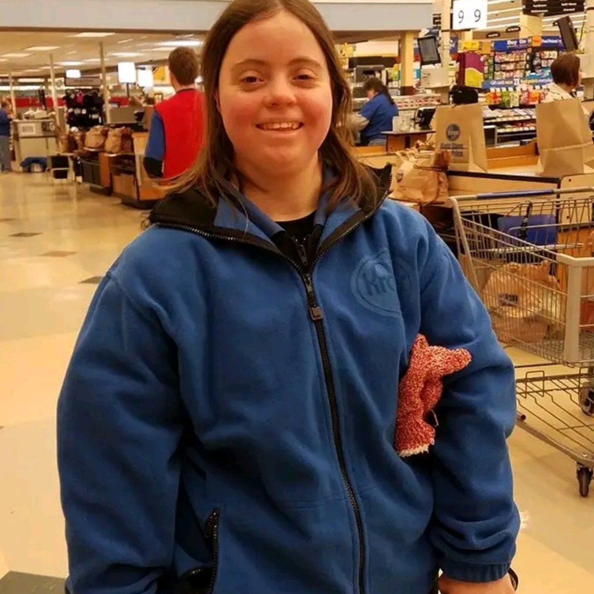 feelgoodtale's tweet photo. I met a girl named Jessica today. She was working at Kroger, outside in the wind, trying to push some really heavy carts.

As I walked by, I saw a cranky lady in a car roll down her window and yell at Jessica for being in her way.

Jessica looked so embarrassed—like she was about to cry. I gave her a quick hug and told her she did nothing wrong, that she was doing a great job, and that some people are just mean.

We walked into the store together, and she asked me to stay with her while she told her manager what had happened. She got upset again just talking about it.

I let the manager know Jessica didn’t do anything wrong and that she handled the situation really well. I also asked the manager how many people with special needs work there.

He said they have at least 12 and they never turn anyone away who wants to work. Big shout out to Kroger in New Albany for being awesome!