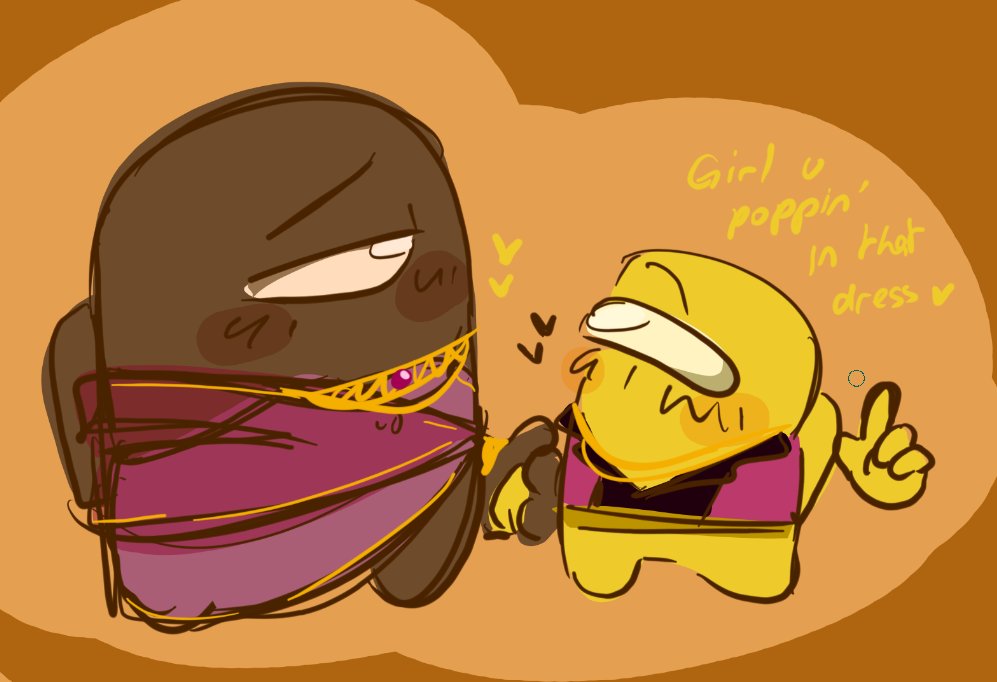 Ozzie_not_here's tweet photo. Yellow bought them dresses and always hype them up when they get a bit self conscious about their body AJDGJJJGDJGJDAGJKA ๐ญ๐ญ๐ญ๐ญ๐ค๐๐ค๐๐ค๐
#amongusshow #amongus #amongusshowfanart #yellowxbrown #pizzacrust https://t.co/QVSR8avGbI