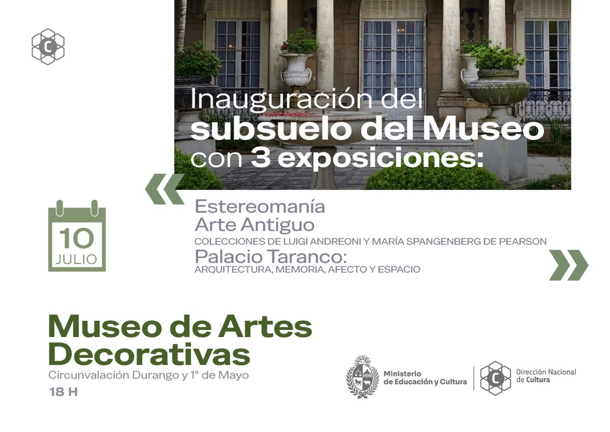 CulturaMEC's tweet photo. ¡La próxima semana nos encontramos en los museos!

Cinco nuevas exposiciones inauguran en tres museos de la Dirección Nacional de Cultura.

📍8/7 – Museo Figari
📍9/7 – Museo Zorrilla
📍10/7 – Museo de Artes Decorativas https://t.co/zqjwJ7usoV
