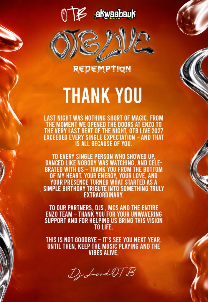 OTBlivemoments's tweet photo. Due to the floods, we couldn’t share my appreciation message on time — but we believe gratitude has no expiration date. 

We want to say a massive THANK YOU to every single person who made time to come out and make this event a success.

#otblive https://t.co/thR1BmEiDw