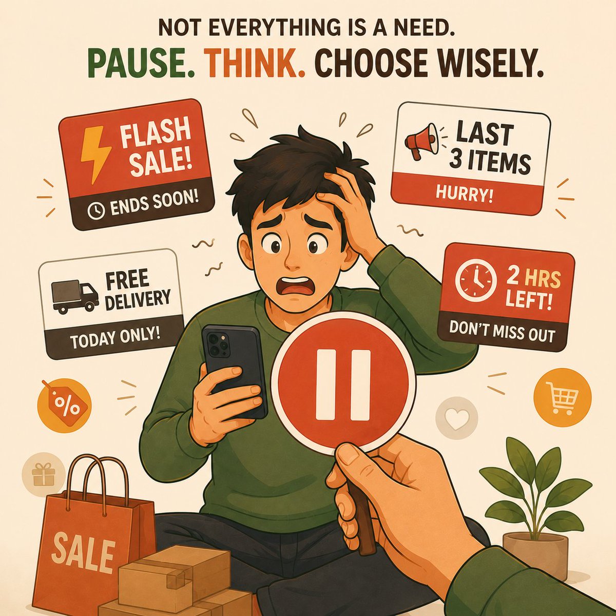 financewithanas's tweet photo. "Only 2 left."
"Sale ends tonight."
"Rs.500 more for free delivery."

None of that is accidental.
Every word is engineered to rush your decision.

The best financial skill?
Recognizing the trap before you fall in.

#FinanceWithAnas #SmartSpending #MoneyMindset https://t.co/oW7IRQjK1D
