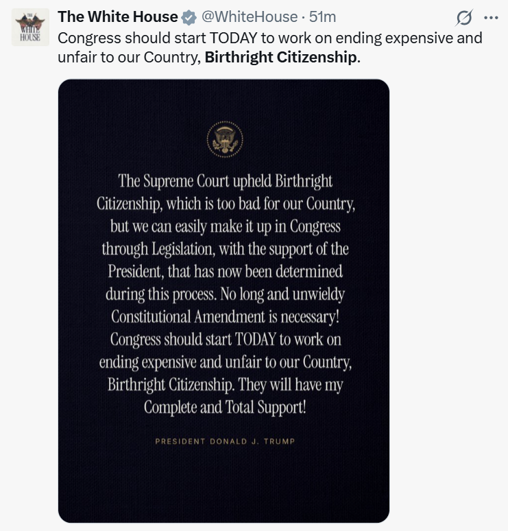 AwesomeNewsom's tweet photo. AS AMERICA'S GOVERNOR, I PROPOSE THE FOLLOWING AMENDMENT TO BIRTHRIGHT CITIZENSHIP. IF YOU ARE BORN IN THE U.S. BUT GROW UP TO BE A TREASONOUS SNOWFLAKE WITH BONE SPURS, WRITE LOVE LETTERS TO THE WORLD'S BIGGEST PEDOPHILE, IS OBSESSED WITH BALLROOMS, ALGAE, WARS, AND STEALING, AND DESTROYED AMERICA'S BIRTHDAY JUST BY TOUCHING IT WITH YOUR HOOF, YOU MUST SURRENDER YOUR CITIZENSHIP AND BE DEPORTED TO EPSTEIN ISLAND'S SISTER ISLAND: RIKERS ISLAND. THANK YOU. - GCN