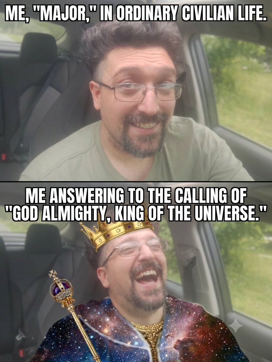 MajorWHowell's tweet photo. #Meme #Major #GodAlmighty #KingOfTheUniverse #HystericalLaughing #FunnyMemes #ViralContent #RelatableMemes #IdentityCrisis #Hilarious #MemeCulture #MemeDaily #DailyLaughs #Comedy #Humor #InternetHumor #MemeCommunity #MemeCreator #SelfDeprecation #JustForFun #NameMajor https://t.co/LK59Z7JzmS