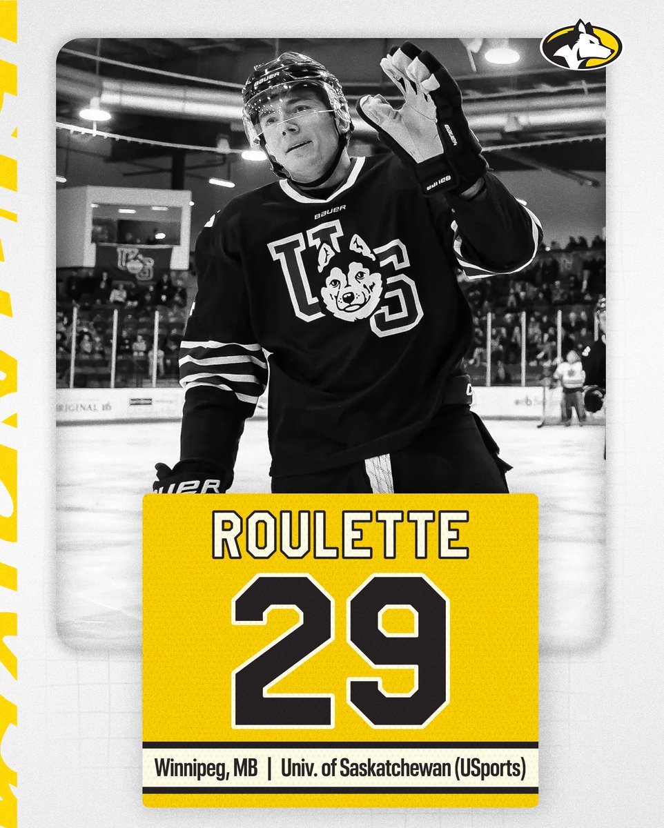 mtuhky's tweet photo. ⚠️ NEW GUY ⚠️ Conner Roulette is an elite-level forward who was a fourth-round NHL Draft pick of the @DallasStars in 2021. Last season at the University of Saskatchewan, he was named the USports Clare Drake Rookie of the Year after he tallied 35 points in 28 games. Roulette played the 2024-25 season in the ECHL with Tulsa, skating in 59 games and tallying 34 points.

#mtuhky #FollowTheHuskies