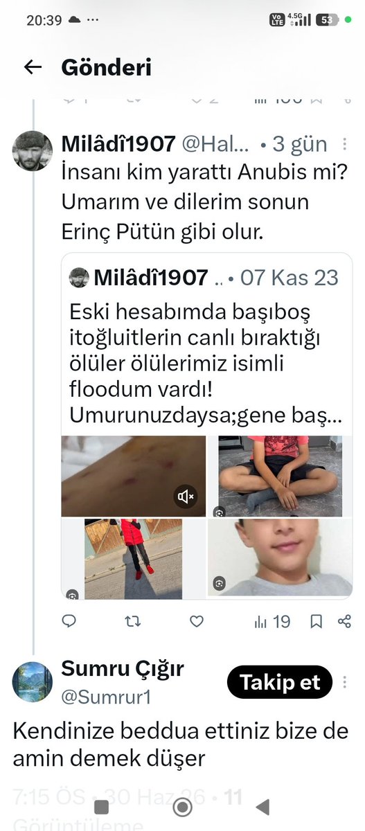 HalilSizer1907's tweet photo. @Sumrur1 @aslihan_ercan Aldığım binlerce itperest bedduasından sonra bende başladım beddua seansına!Sınavı kaybedeceksin teyzem çünkü vesile olan yapan gibidir düsturu üzerine başıboş itlerin parçaladığı evlatlarımızın ahında boğulacaksınız! 
EnesKoca evladımıza vah vah bile demedin oh olsun dedin #DiMi https://t.co/dw7T4tn7sY