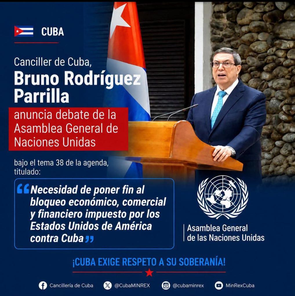 javierfundora3's tweet photo. El próximo 7 de julio, la Asamblea General ONU debatirá nuevamente el tema 38 de su agenda: "Necesidad de poner fin al bloqueo económico, comercial y financiero impuesto por los Estados Unidos de América contra Cuba".
#TumbaElBloqueo 
#MatancerosEnVictoria #Cuba 🇨🇺 https://t.co/92EC0DApmV