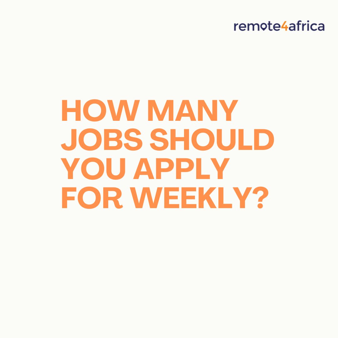 remote4africa's tweet photo. How many jobs to apply for weekly? The answer depends on a variety of factors.

Some argue that job search is a numbers game while others believe it is more about the quality of the search.

There is no formally recognised number of daily or weekly job applications to aim for. Arriving at such fixed numbers will be quite challenging, if not impossible, because circumstances vary for job seekers.

So are there any recommended job application targets?

Below are suggested practical ranges that should help balance consistency with quality.

(1) Unemployed and Actively Searching

If you are job searching full-time, you have more flexibility to increase volume while still maintaining quality. A realistic target is 20 to 30 job applications per week. This range allows you to stay active without rushing through applications. It also gives you time for follow-ups and networking.

(2) Employed and Searching

When you are currently working, time becomes a major constraint. In this case, focus on efficiency and selectivity. Aim for about 10 to 20 job applications per week. This ensures steady progress without burnout. Here, deciding how many jobs to apply for daily should depend on your available time and energy after work.

Make your remote job search easier by getting vetted and relevant opportunities in your email. Start here - https://t.co/iL8roMw8TN