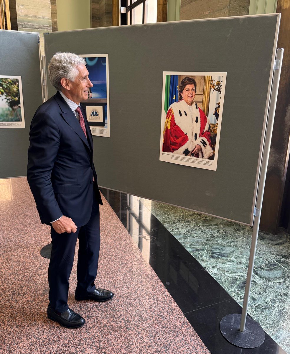 ItalyUN_Geneva's tweet photo. At Palais des Nations, 🇮🇹 is proud to take part once again in #NotAWomansJob exhibition 'Women leading countries, societies &amp; communities', by highlighting the figure and story of Margherita Cassano, first woman to serve as First President of Italy’s Supreme Court of Cassation https://t.co/NmIUl0OoRh