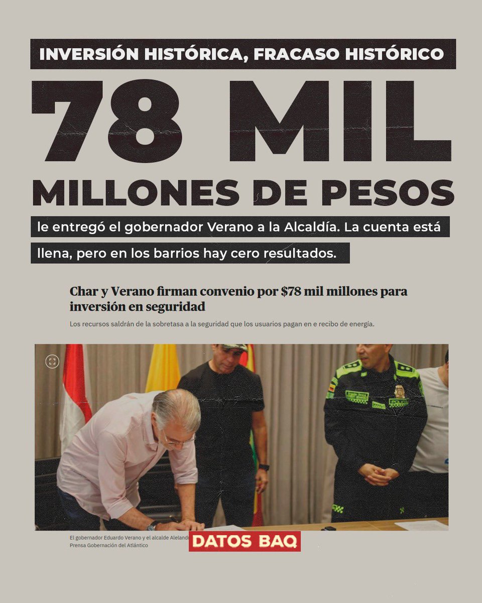 Laura_Ardila_A's tweet photo. Hace unos días se presentó una nueva masacre en Barranquilla (la décima en 2 años y medio en el área metropolitana, según Indepaz). Y en este festivo se registraron 21 asesinatos, incluyendo uno en el famoso Malecón del Río. 
La respuesta de @AlejandroChar: culpa de Petro.
Y, sí, la “Paz Total” es un evidente fracaso. Pero se le olvida decir al alcalde que el desmadre de la violencia en la ciudad no es nuevo y su grupo va para 20 años gobernando.

Crédito piezas: @Datos_Baq