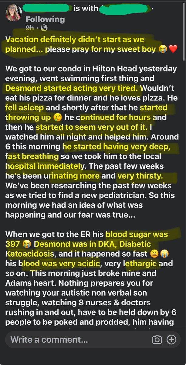 envidreamz's tweet photo. A family’s vacation nightmare near a current Covid hotspot in Georgia just turned into a lifelong diagnosis.

They arrived at their condo and went swimming, and everything slowly shifted. He got unusually tired, refused his favorite pizza, fell asleep, then started vomiting for hours. 
He became out of it, breathing deep and fast. 

They rushed him to the ER where his blood sugar was 397. Diabetic Ketoacidosis. New onset autoimmune Type 1 diabetes.
The past few weeks he had been extra thirsty and urinating more. 

Now their world is flipped. He’s in the Children’s Hospital in Savannah, Georgia on fluids and insulin, sugar coming down but they face days of learning a whole new reality on management of this complicated autoimmune disease.

This hits me hard because it reminds me of my own childhood. I developed Type 1 diabetes at age 7 after having the chickenpox. 
One virus, and my immune system turned on me.
Viruses trigger these autoimmune diseases, and right now Covid is driving exponential cases of new onset Type 1 diabetes.