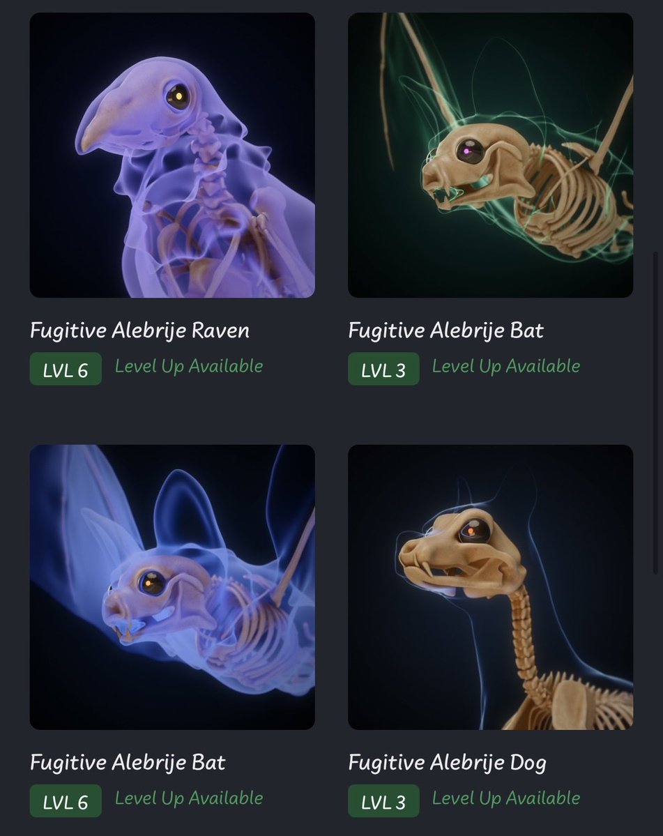 BULLISHBAYnana's tweet photo. Just leveled up my V2 Bat and Raven Fugitive Pets to level 7 🔥using 999 $PETAL tokens of the @fugitives_club that i received weekly through @AltlantisDev 💪 YES HBar has NFT’s!!! give @emrak_hbar a follow and turn on notifications 📣 💀 Fugitive DAPP on @hashpack is LIVE 😉 LFG https://t.co/FIWksgxJK7