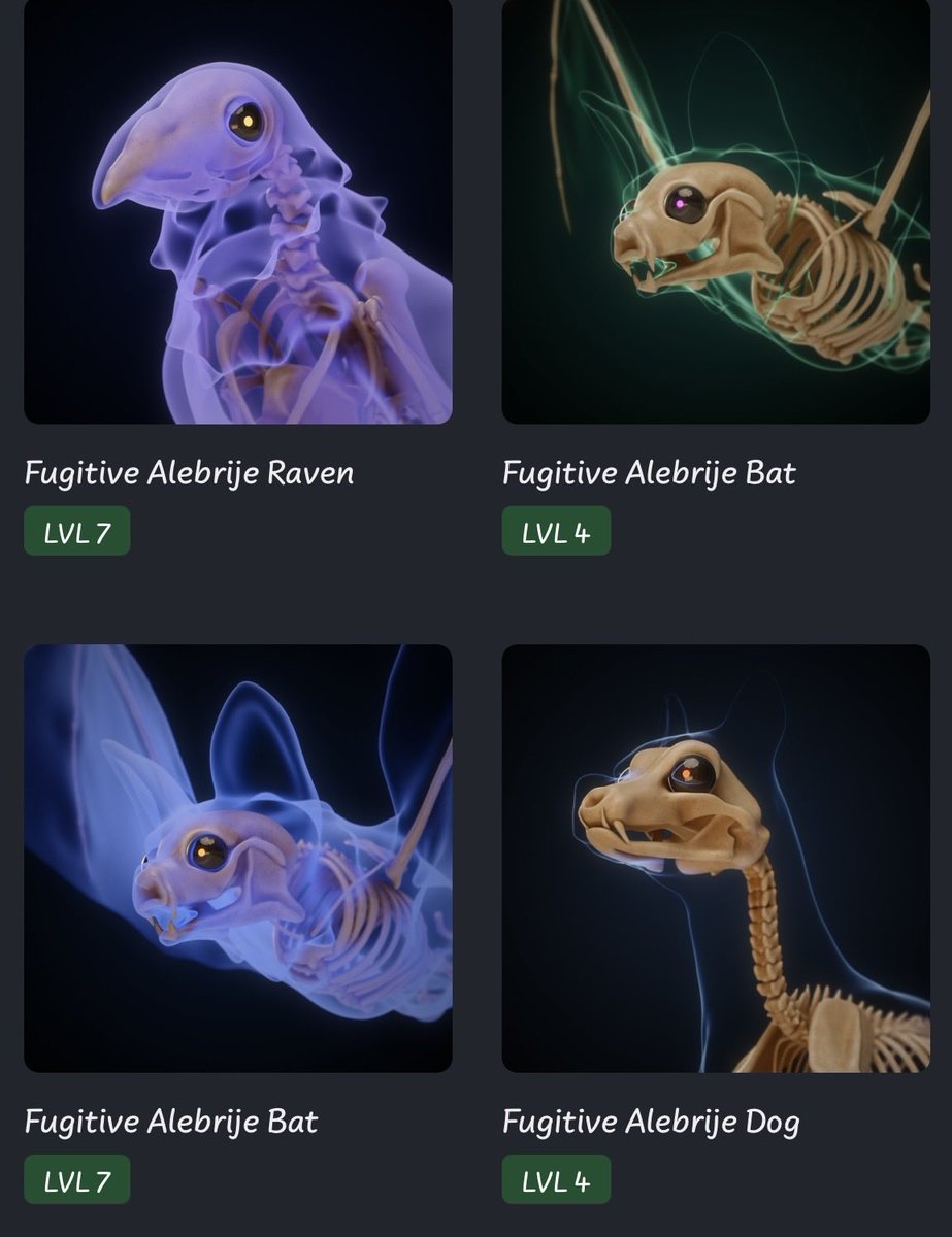 BULLISHBAYnana's tweet photo. Just leveled up my V2 Bat and Raven Fugitive Pets to level 7 🔥using 999 $PETAL tokens of the @fugitives_club that i received weekly through @AltlantisDev 💪 YES HBar has NFT’s!!! give @emrak_hbar a follow and turn on notifications 📣 💀 Fugitive DAPP on @hashpack is LIVE 😉 LFG https://t.co/FIWksgxJK7