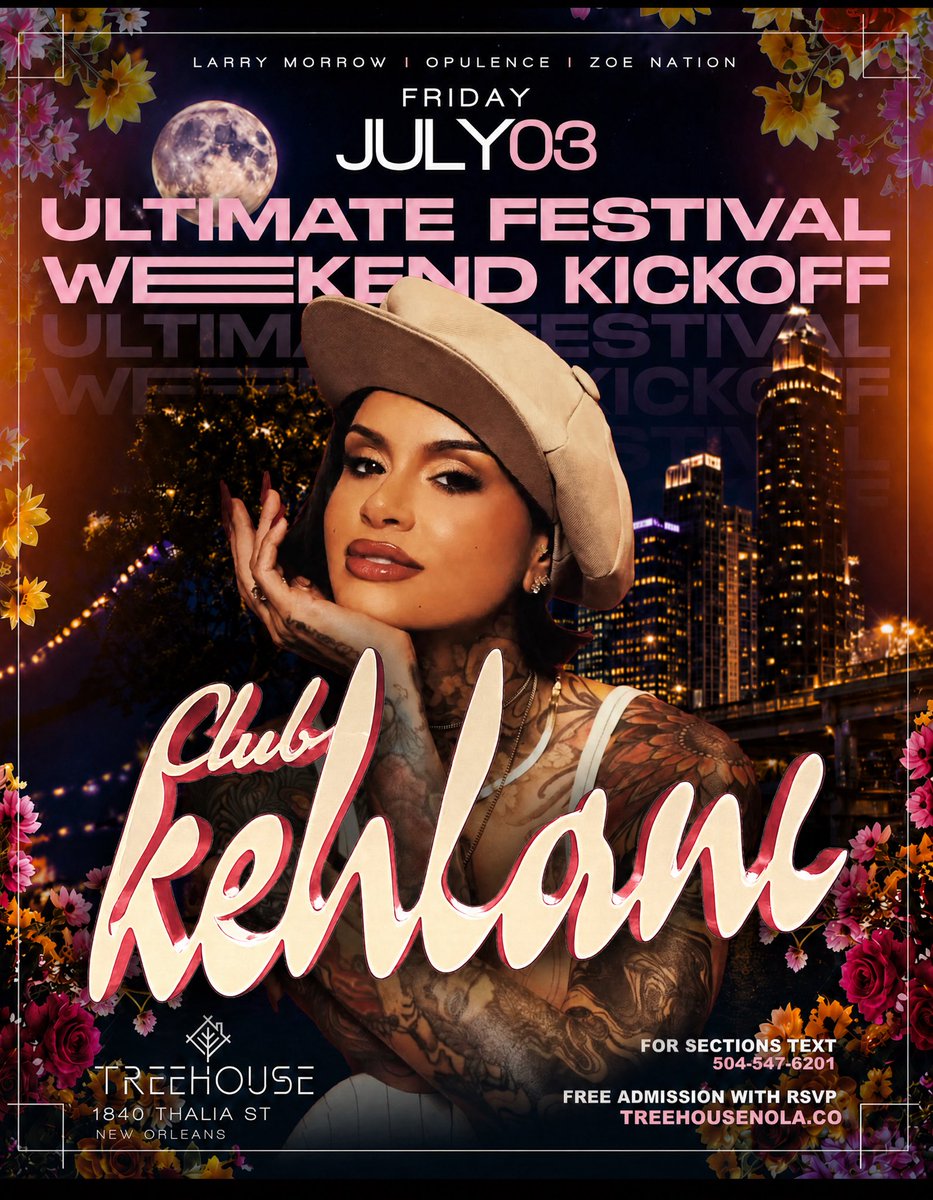 CityAlert's tweet photo. THE FESTIVAL WEEKEND KICKOFF is OFFICIALLY at ❤️ Club Kehlani @kehlani 🔥

📅 Friday, July 3
🌆 Treehouse New Orleans
🎟️TICKETS AVAILABLE 
🥂 Sections Available

Tag a Kehlani fan &amp; Cancer ♋️ to WIN FREE section!!!!👇🏽

New Orleans biggest Festival Weekend starts HERE. 🌙✨ https://t.co/AcILLK3obK