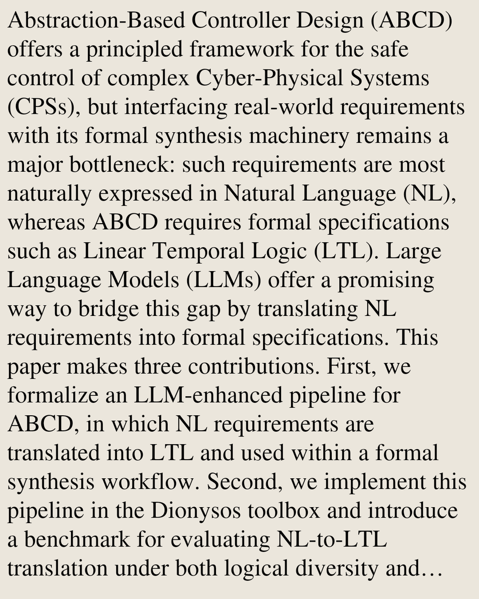 SystemsAndCtrl's tweet photo. End-to-End Abstraction-Based Control with LLM-Enhanced NL-to-LTL Translation

Amir Bayat, Necmiye Ozay, Alessandro Abate, Raphael M. Jungers
https://t.co/FdsoxYSX1N [𝚎𝚎𝚜𝚜.𝚂𝚈] https://t.co/fhZAluu44s