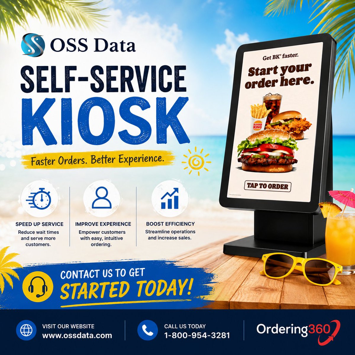 ossdatainc's tweet photo. ☀️ Beat the Summer Rush with Self-Service Kiosks! ☀️

This season, give your customers what they want: faster orders and a better experience. Our self-service kiosks streamline operations, reduce wait times, and boost your bottom line.

✨ Speed Up Service – Reduce wait times and serve more customers
✨ Improve Experience – Empower customers with easy, intuitive ordering
✨ Boost Efficiency – Streamline operations and increase sales

Ready to transform your business? Contact OSS Data today for a free demo!

📞 Call: 1-800-954-3281
🌐 Visit: https://t.co/AGE0nEA0wE

#SelfServiceKiosk #POSSystem #RestaurantTech #HospitalityTech #DigitalOrdering #FoodServiceTech #BusinessEfficiency #SummerPromo #FastService #CustomerExperience #MiamiTech #FloridaBusiness #RestaurantSolutions #TechForBusiness #ROI