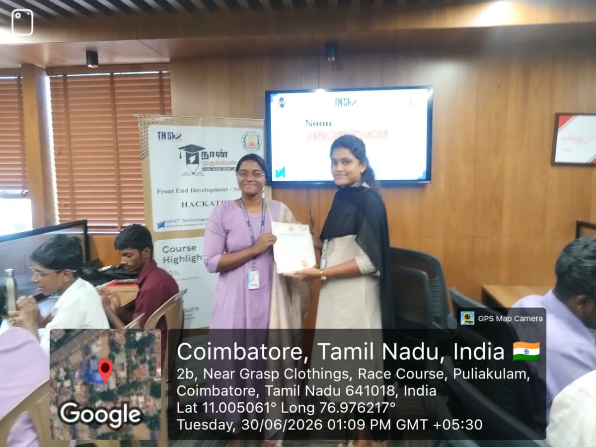 avpcas's tweet photo. Padmalakshmi of III https://t.co/zzjs5NmzfT CSDA won First prize in University level Hackathon final round conducted by Adroit technologies, Coimbatore as a part of Naan Mudhalvan credit course on 30.6.2026.
#colleges
#avpcas
#bestcollegeforwomen
#bestplacement
#bestteaching https://t.co/0rTMOboTJn