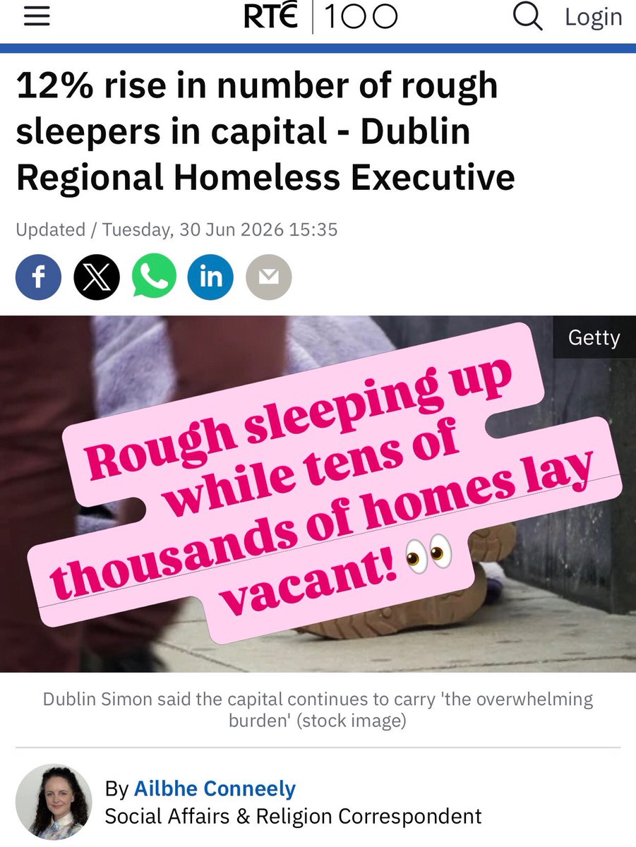EOBroin's tweet photo. Nobody should be sleeping rough, full stop!

Tens of thousands of vacant homes &amp; billions in exchequer surpluses. 

Homelessness is a direct result of Government policy.

It doesn’t have to be this way. There are solutions. https://t.co/bSbY3COkfs