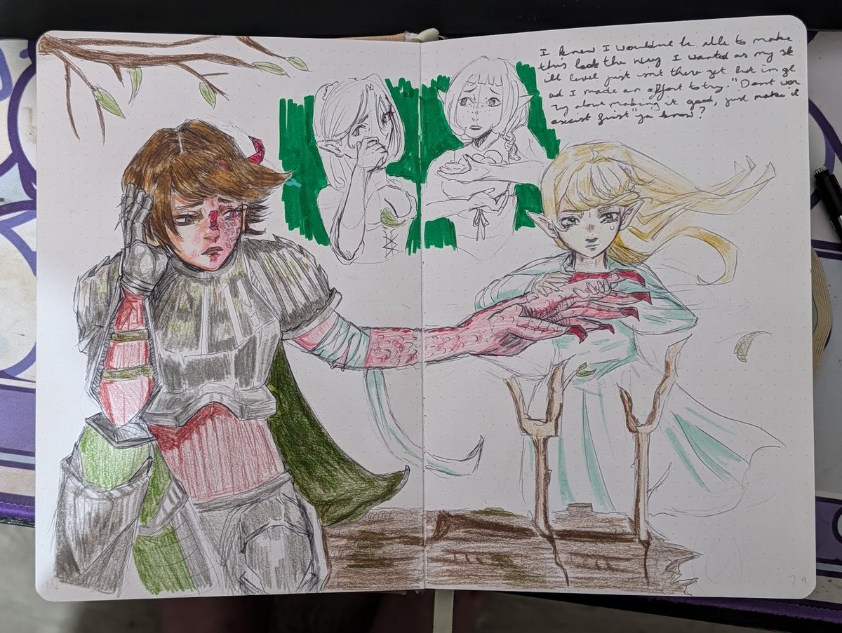 Lune_Flare's tweet photo. Acursed - sketchbook page concept i thought up awhile ago that i would like to revisit again in the future. Never finished this spread sadly https://t.co/7wxdhggA9o