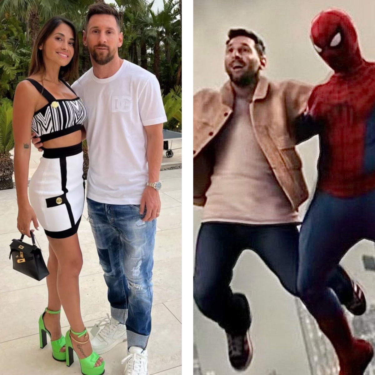 Encu5Futbol's tweet photo. 😕 Messi con Antonella / 😁 Messi con Spiderman https://t.co/fhES9tVktY