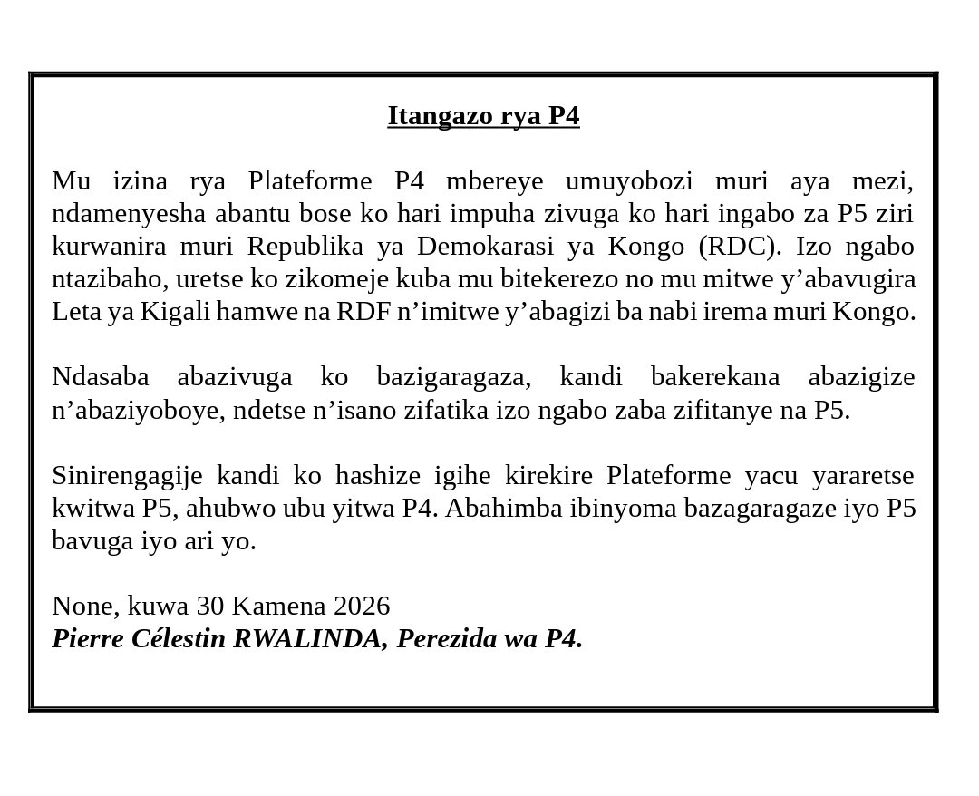 RWALINDAP's tweet photo. Plateforme P4 nta gisirikare igira, nta ngabo zayo zibaho, haba muri Republika ya Demokarasi ya Kongo (RDC) cyangwa ahandi.
Leta ya Kigali n'abayivugira nibabe baretse kuvugishwa n'ubwoba.
@UrugwiroVillage @RwandaMoD @RwandaParliamnt https://t.co/5tC1murfZ4