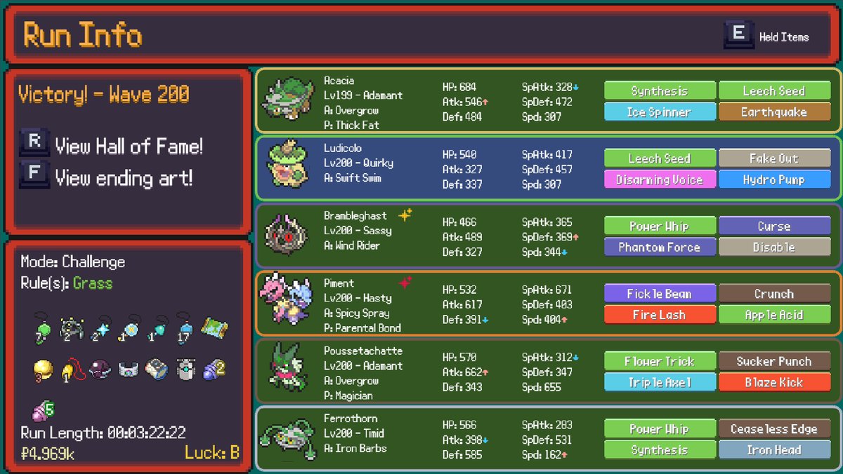 KhronosNobody's tweet photo. J’ai fini par en venir a bout!

Vraiment que des goat qui ont tout déchiré. Si je devais choisir quand même un MVP, je pense que ca serait Ferrothorn. Quel tank, vraiment!

#pokerogue #pokemon #MonoType https://t.co/I5DChs8F5k