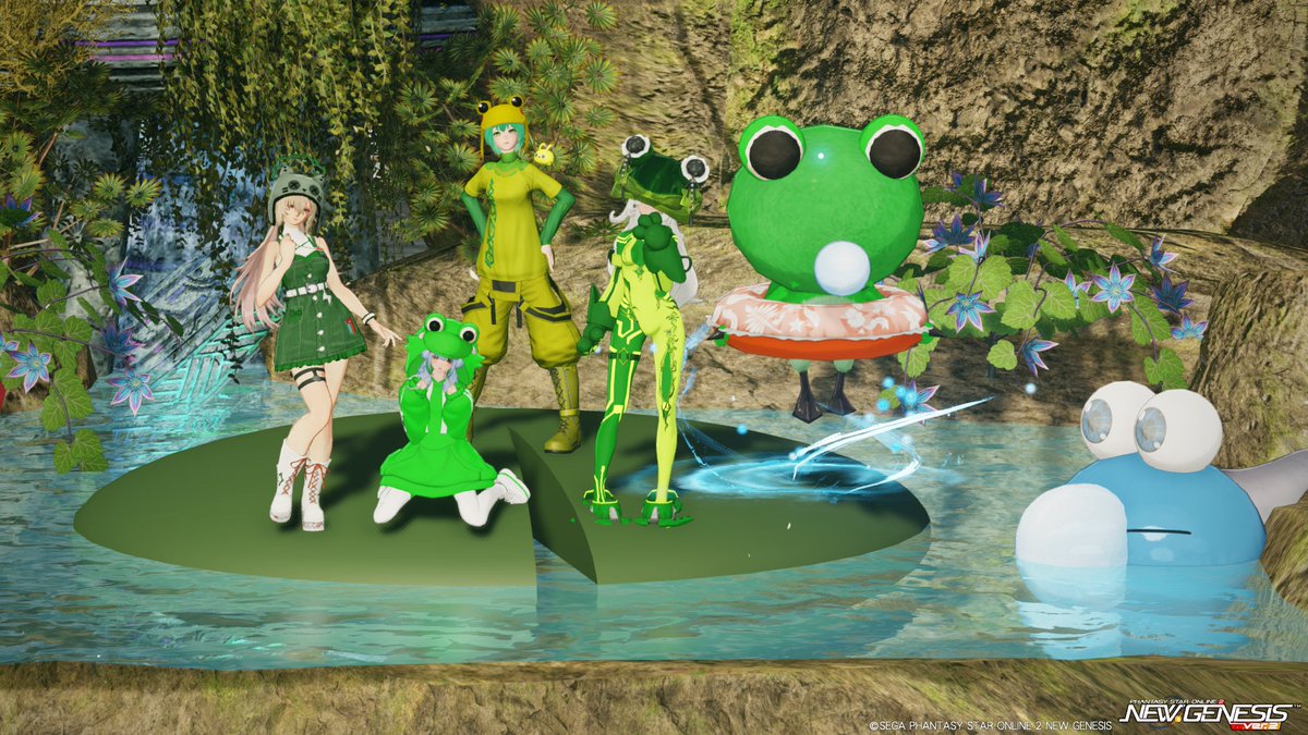 nie_eco's tweet photo. 最近はイベントにストーリーをつけてくれるの良いですよね
世界に奥行きが加わる気がします
１）６月後半のテーマ「カエル」
２）スイカの季節！
３）ぎんさんとミミさんのSSに写り込む
４）おじさんキャラに容赦ない
#PSO2NGS
#メンテの日なのでssを貼る 
#雪道の星灯り https://t.co/ImWpjhsd8w