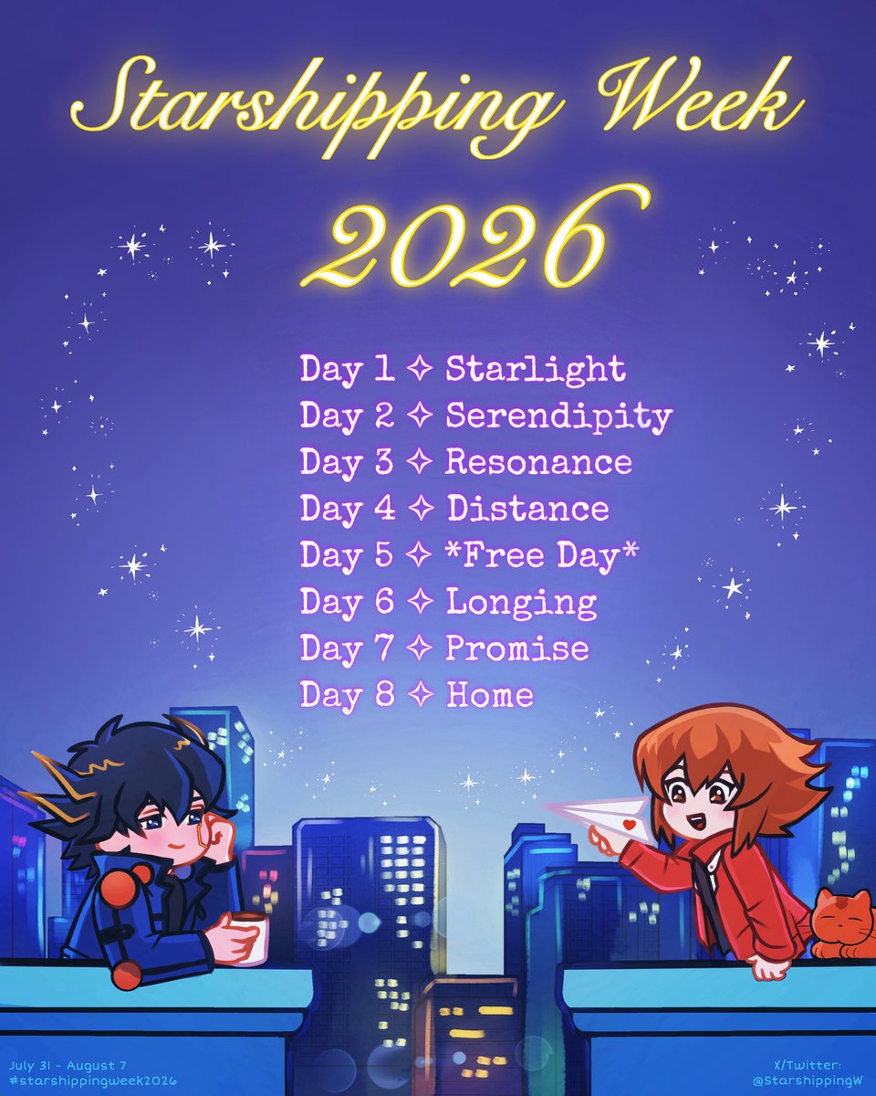 StarshippingW's tweet photo. Hello passionate Starshippers! We're back! 🤗 Take a look at the prompts for ✨#StarshippingWeek2026!✨
This marks the 5th consecutive of the event! Let's continue celebrating our beloved Starshipping together and keep its light shining bright! 🌟🥳🎉 
#starshipping #遊十 https://t.co/P0A5z8Vn8j