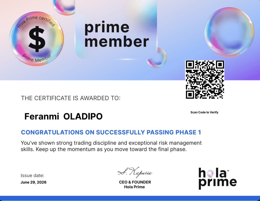 tradercharley10's tweet photo. Phase 1 cleared ✅@HolaPrimeGlobal 

Unto the next 🚀

#proptrading #forextrading #1hourpayouts https://t.co/u388JPjUtW