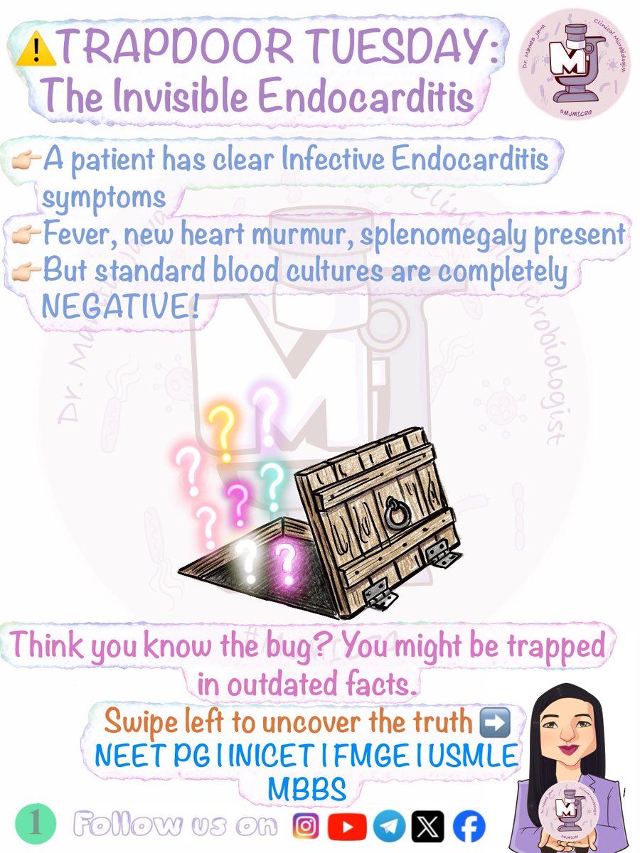 MJ_MICRO's tweet photo. Trapdoor Tuesday ✅🧿 (Slides 5-7 in comments)
#MamtaJawa #MJMICRO #MedTwitter #MedX #MedTwt #microtwitter #microbiology #neetpg #inicet #fmge #usmle #mbbs https://t.co/iIHeAE7E3J