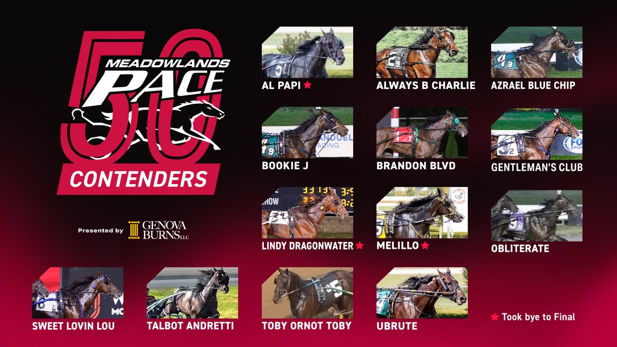 USTrotting's tweet photo. Thirteen enter Meadowlands Pace; one elim Saturday

Thirteen 3-year-old pacers entered the Meadowlands Pace, making one elimination necessary on Saturday (July 4). https://t.co/yDZFuXqm1p #harnessracing 

@TheMeadowlands https://t.co/CZlV5KCPdu