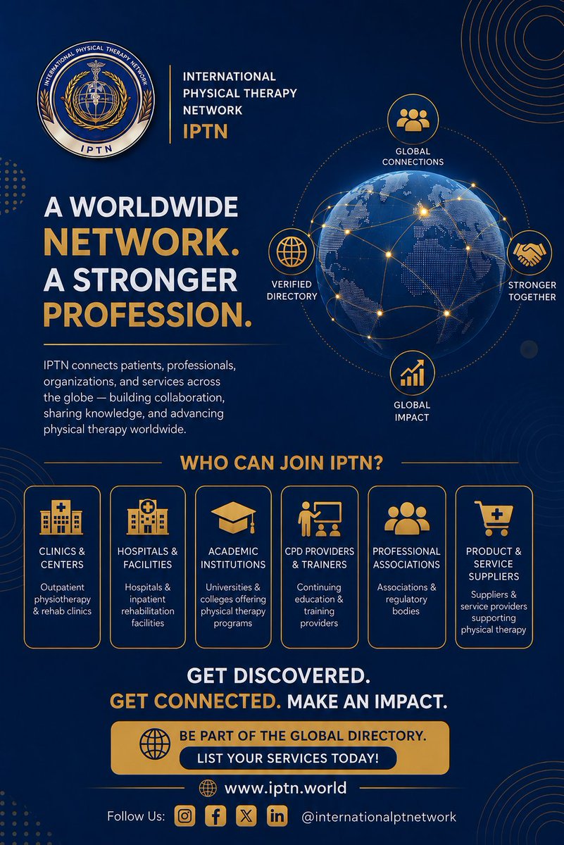 intptnetwork's tweet photo. 🌍 The IPTN connects physiotherapy and rehabilitation providers across the globe through one trusted global directory.

Be discovered. Get connected. Make an impact.

List your services today: 
🌐 https://t.co/DieNI30fSe

#IPTN #Physiotherapy #Rehabilitation  #ipt_alliance https://t.co/TlCuoJhqv4