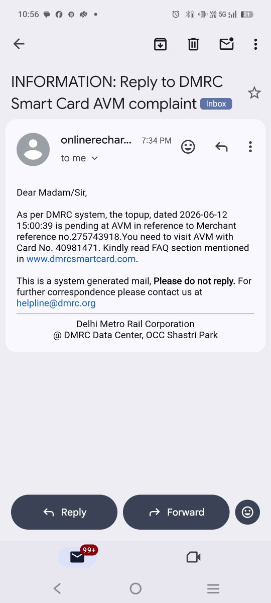 KunalRaghubans1's tweet photo. @OfficialDMRC @OfficialDMRC @OfficialDMRC My ₹800 recharge is still showing Pending at AVM,which means it hasn't been collected.Pls clarify the validity period.If no one claims it before expiry,will the amt  be refunded to the back to source?If not,how is this considered a"service rendered"? https://t.co/nwgY9qSgmX