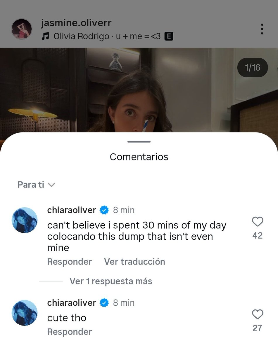 itsNqueen's tweet photo. Nunca dejarán de hacerme gracia los comentarios de Chiara en los posts de Jasmine casi siempre hay una queja y un cumplido es como sistemático https://t.co/Tec6FQDc7N