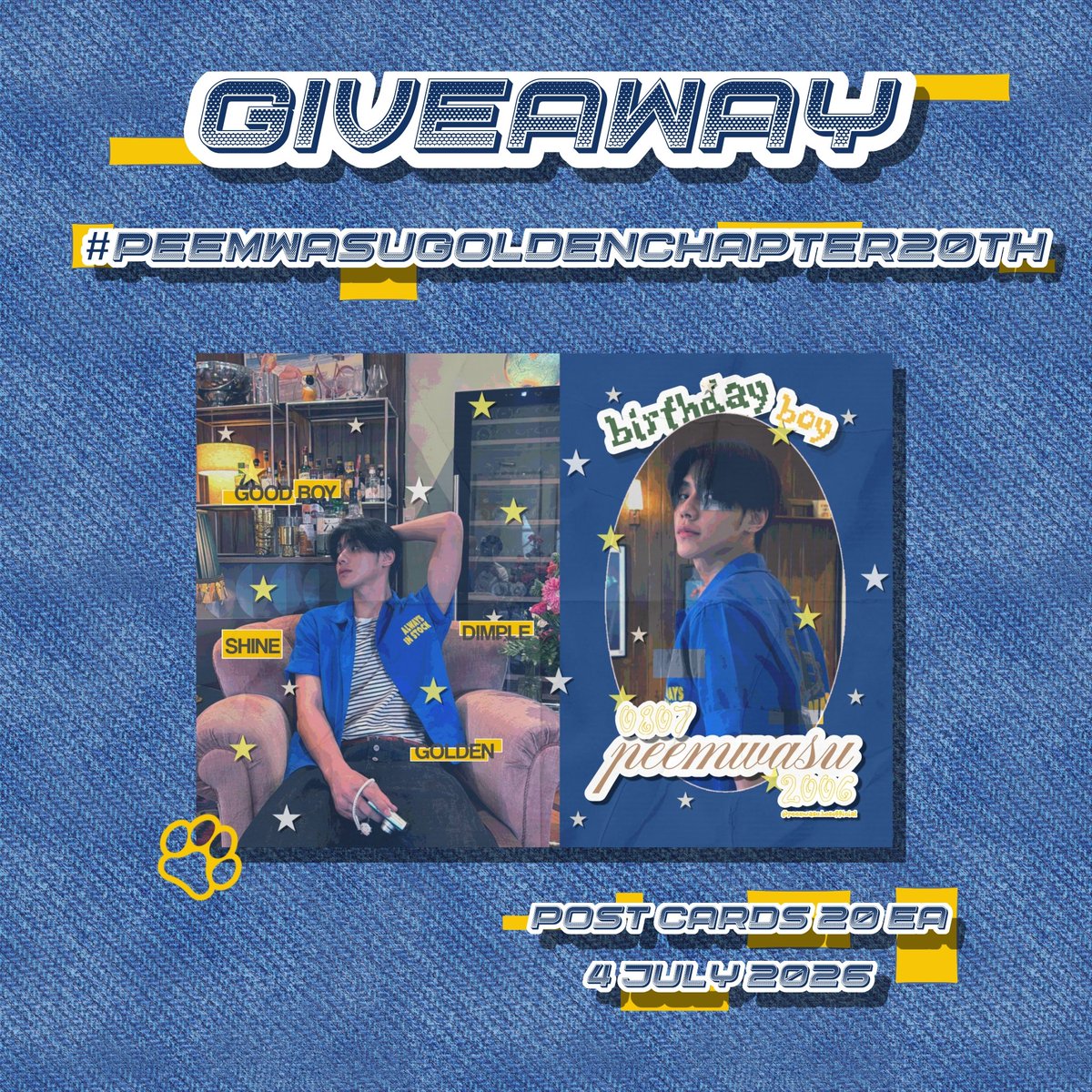 _chercolate's tweet photo. giveaway ♡
🐶 #PEEMWASUgoldenchapter20th

** postcards 20 ea **

🌟 date 4  july 2026
🚀 location @ union mall , g floor https://t.co/JwiHVl7dgw