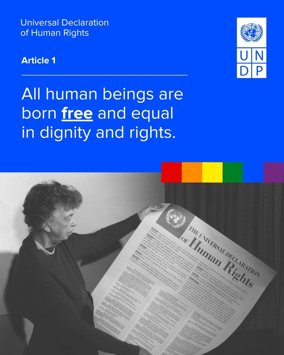 UNDP's tweet photo. Everyone deserves the freedom to live with dignity, safety and equal opportunity.

As #PrideMonth comes to a close, let’s continue to work for an inclusive 🌎and #StandUp4HumanRights for everyone, everywhere. https://t.co/2yHCLNCnoT